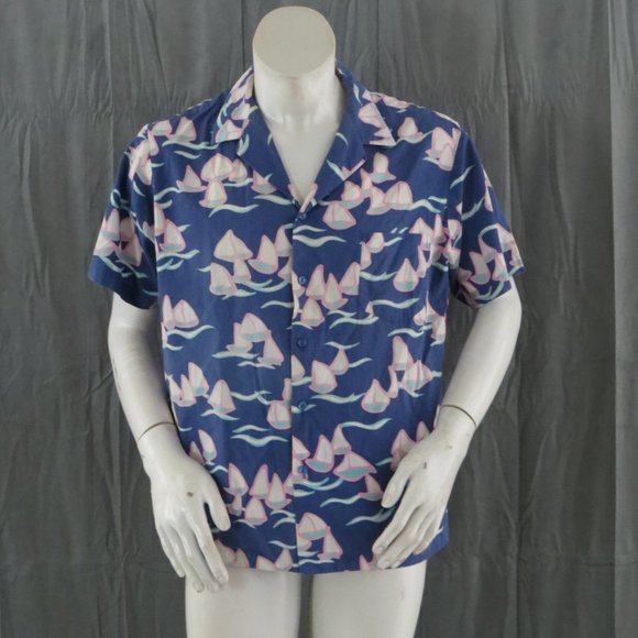 Vintatge Hawaiian Shirt - Pink and Blue Sailboats by Hilo Hattie - Men's XL - Picture 6 of 11